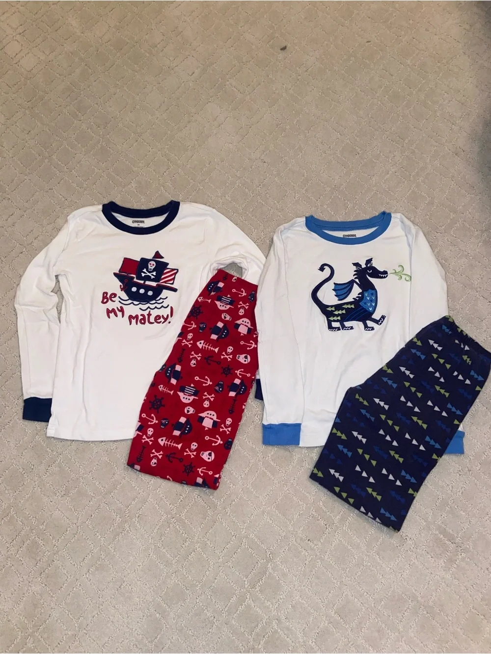 Boys Gymboree Pajama Sets Lot of 2 Pirate & Dragon Size 10